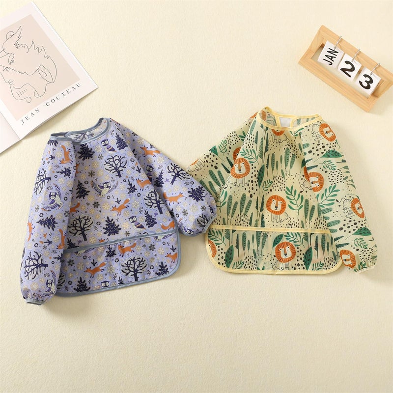 ElecMotive 3 Pack Long Sleeve Bib,Baby Smock for Eating 6-30 Months Reusable Shirt Bibs for Babies Toddler - Image 3