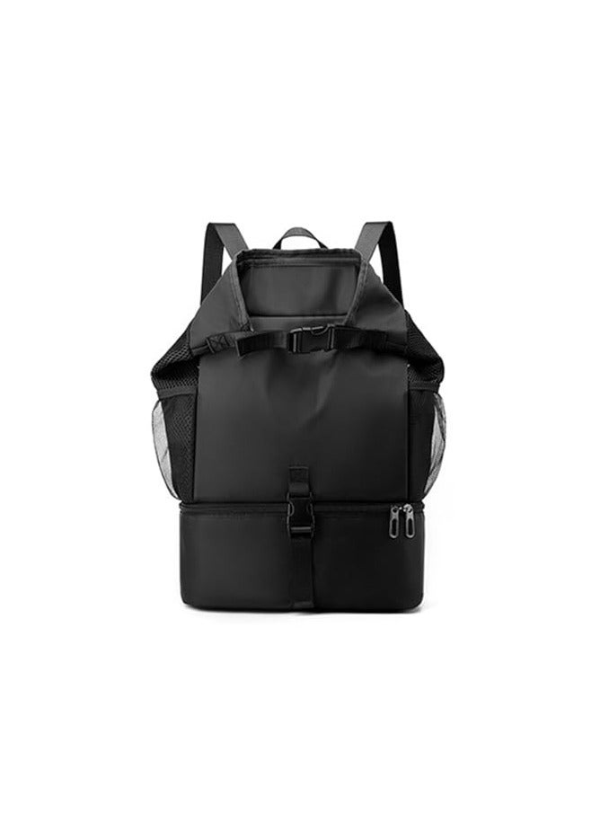 Wesoke Large Sports Gym Backpack, Waterproof Yoga Bag with Shoe Compartment for Men and Women, Big Travel Backpack with Wet Pocket, Portable Outdoor Large Basketball Bag Backpack, Black