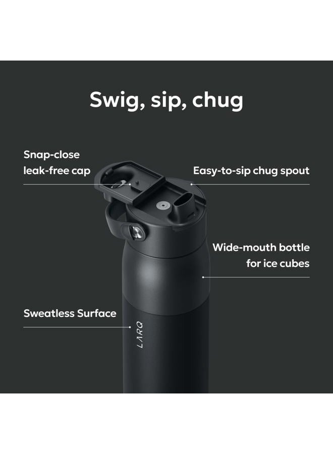 LARQ Bottle Swig Top 23oz - Insulated Stainless Steel H₂O Bottle With Built-In Silicone Handle | BPA Free | Reusable Water Bottle for Sports, Gym, and Travel | Obsidian Black - Image 2