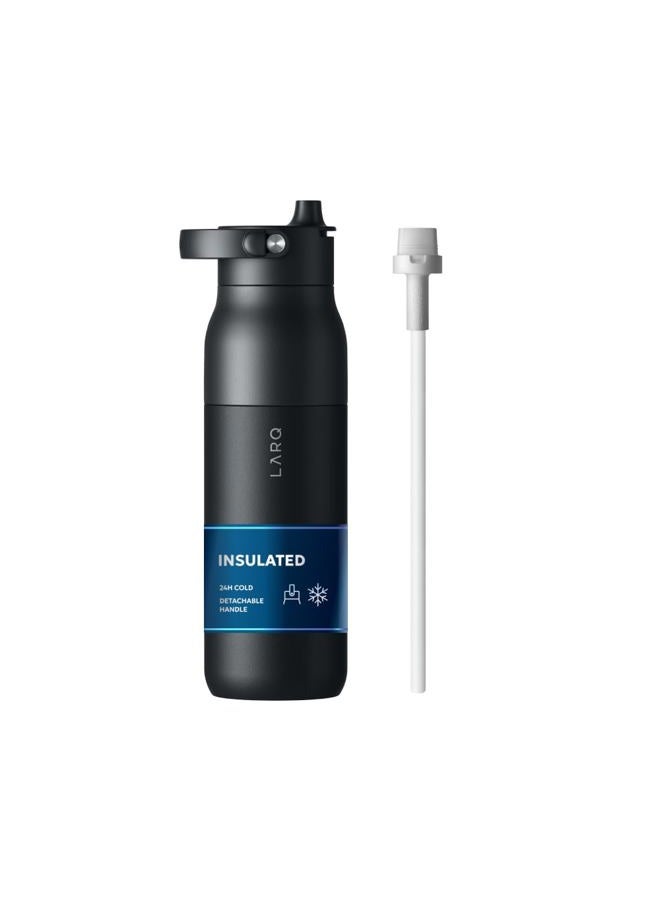 LARQ Bottle Swig Top 23oz - Insulated Stainless Steel H₂O Bottle With Built-In Silicone Handle | BPA Free | Reusable Water Bottle for Sports, Gym, and Travel | Obsidian Black - Image 1