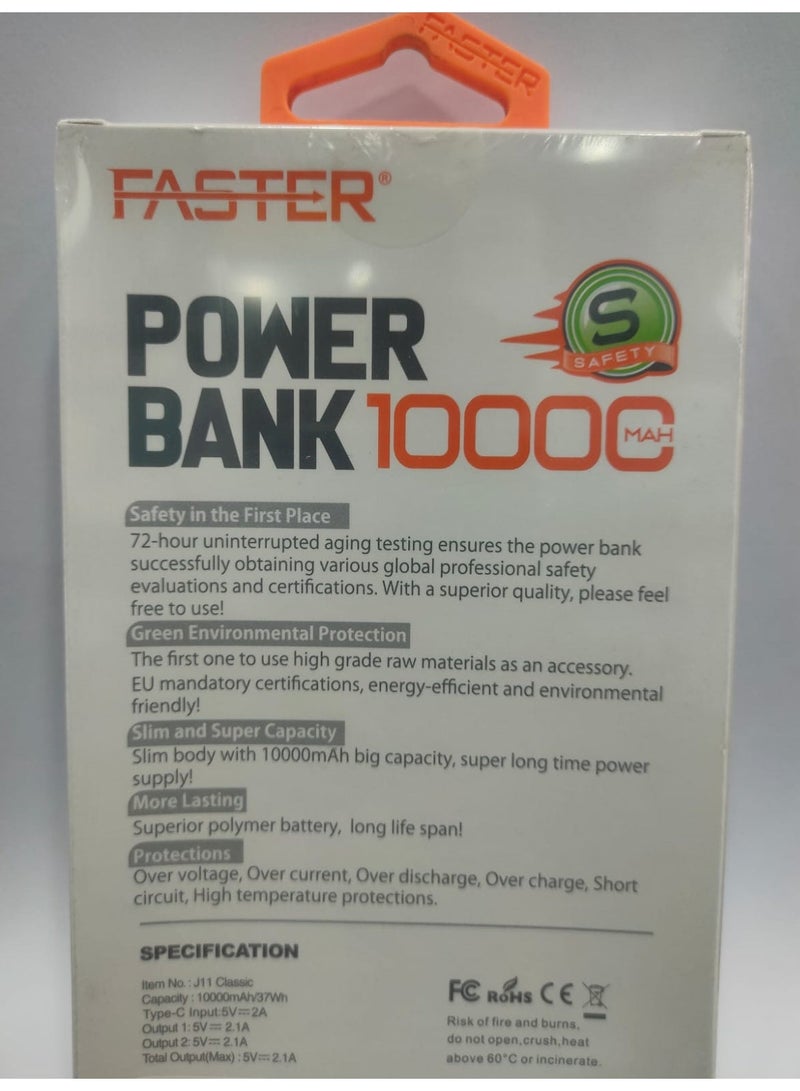 فاستر بنك الطاقة Faster J11 Classic بسعة 10000 مللي أمبير - Image 2