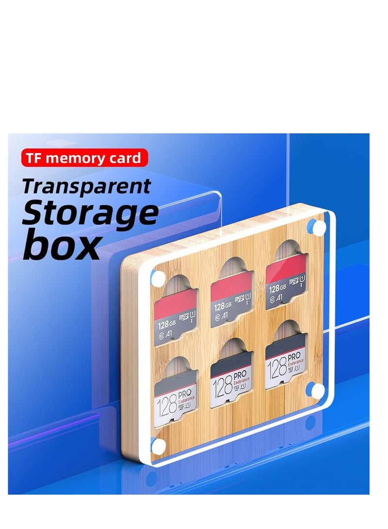 Suntown 6 Slots SD Card Case, Bamboo Magnetic Closure TF Card Holder, for TF Card MSD Memory Card Storage Box Holder Storage - Image 5