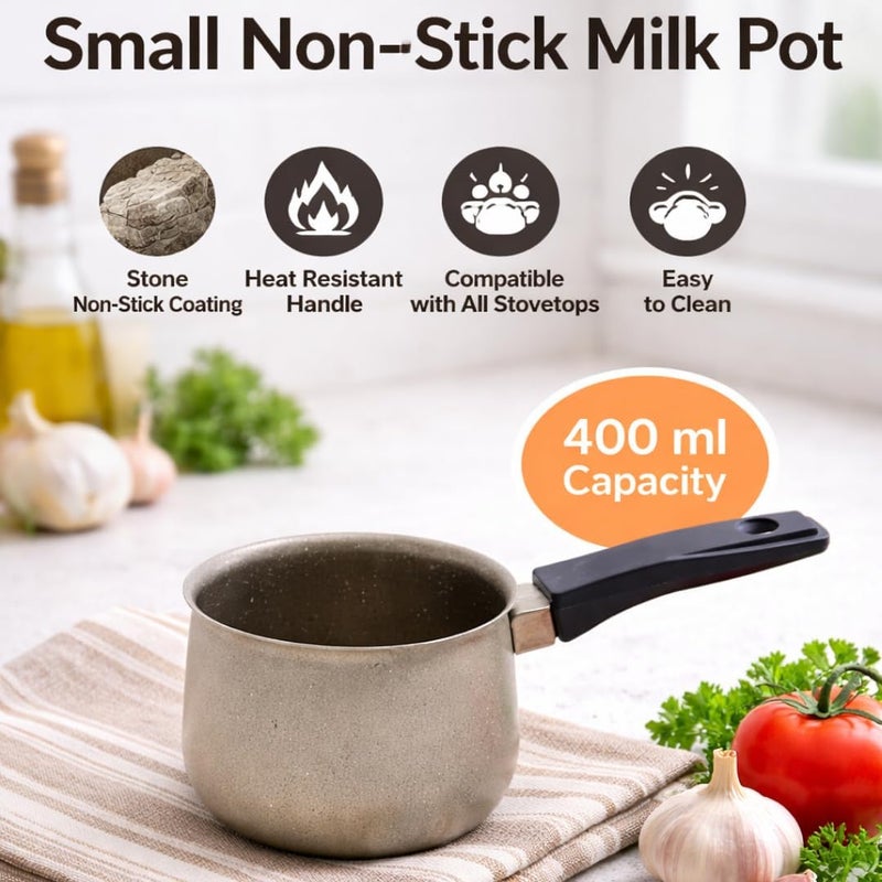Supplier Aluminum Coffee Pot with Plastic Handle 400ml | Turkish Coffee Pot Perfect for Heating Milk and Sauces (Grey) - Image 3
