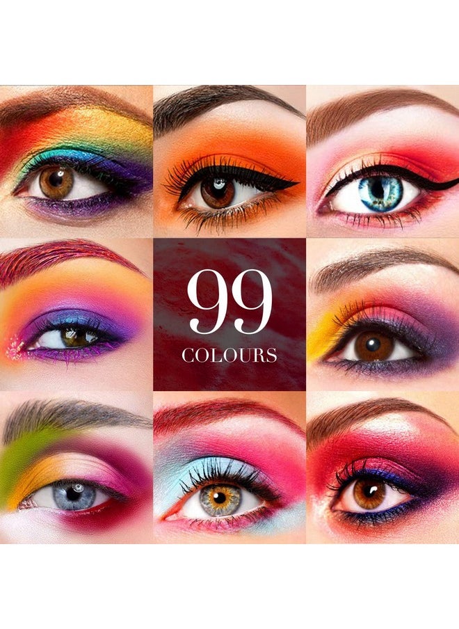 BONNIE CHOICE 99 Colors Eyeshadow Palette, Rainbow Colors Eyeshadow Palette, Professional Matte Glitter Makeup Pallet, Colorful Powder Long Lasting Highly Pigmented Eye Shadow Halloween Christmas Gift Box for Women  - Image 2