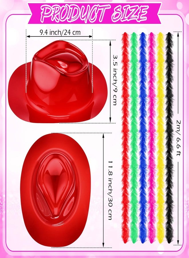 JaGely 48 Pieces Neon Party Supplies 24 Neon Gangster Hats 24 Pcs Feather Boas for Christmas Glow Party Hora Loca 80's(Vividness, Electroplated Material) - Image 2