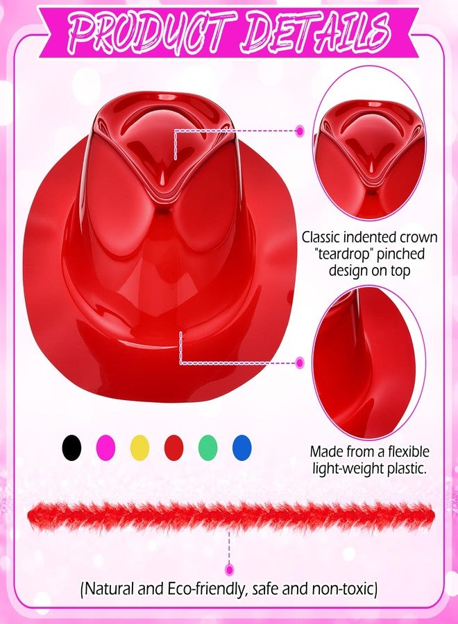 JaGely 48 Pieces Neon Party Supplies 24 Neon Gangster Hats 24 Pcs Feather Boas for Christmas Glow Party Hora Loca 80's(Vividness, Electroplated Material) - Image 3