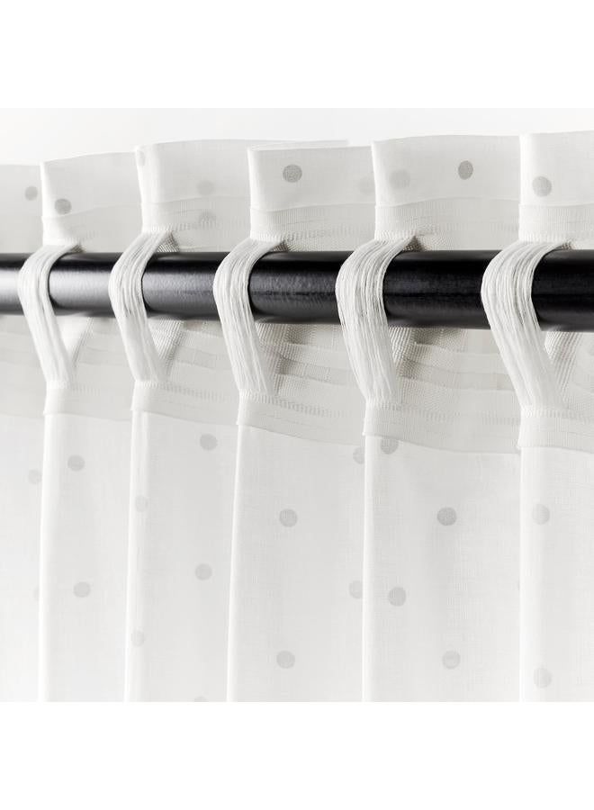 زبون ستائر برباط، زوج واحد، منقط/أبيض، 120×300 سم - Image 4