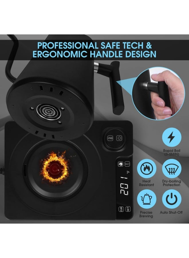 أوزيغالور غلاية كهربائية برقبة طويلة مع تحكم في درجة الحرارة | غلاية سعة 1 لتر لصنع القهوة والشاي، تسخين سريع بقدرة 1200 واط، لون أبيض - Image 4