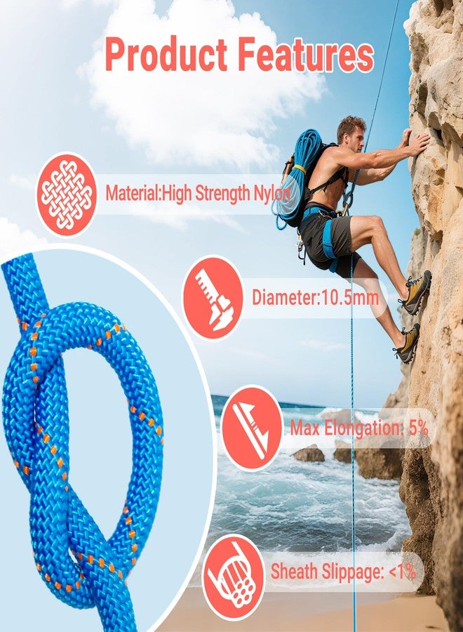 Brobantle 10.5mm Climbing Rope,32FT Static Rock Climbing Rope for Escape Rope Ice Climbing Equipment Fire Rescue Parachute - Image 3