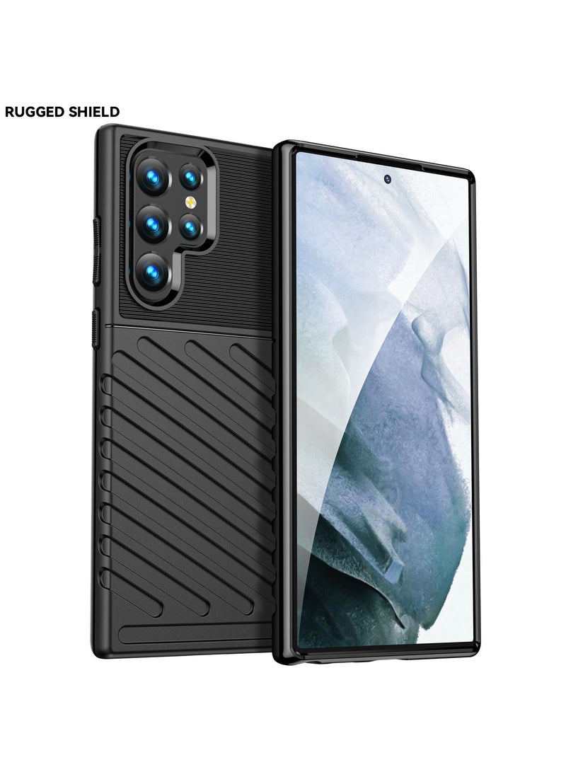 SanHu for Samsung Galaxy S23 Ultra Case Cover，Lens Slide Cover Design,Four Corner Anti Drop Airbag ,PC+TPU Environmentally Friendly Material,Black. - Image 1