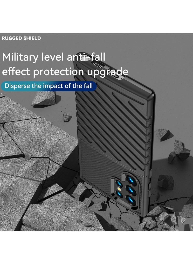 SanHu for Samsung Galaxy S23 Ultra Case Cover，Lens Slide Cover Design,Four Corner Anti Drop Airbag ,PC+TPU Environmentally Friendly Material,Black. - Image 5