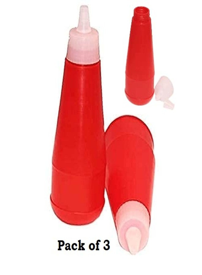 ImegaZ Reusable Squeezy Sauce Bottle, Food Grade Ketchup Bottle, Freezer Safe (400 ML, Red color, Pack of 3) - Image 3