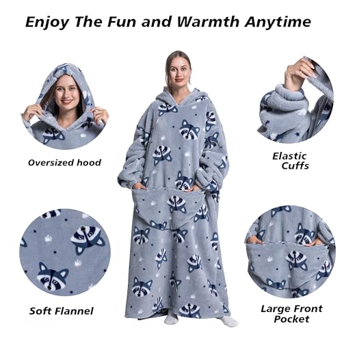Capecage Blanket Hoodie Long Hooded Blanket Sweatshirt as Birthday Gifts for Women Men Long Wearable Blanket for Men WomenFox - Image 3