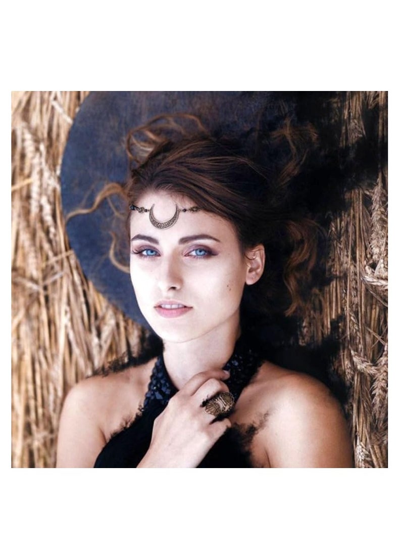 إستيل القمر نمط الإكسسوارات Mujer رئيس سلسلة الخرز الشعر مجوهرات حفل زفاف عقال للنساء تاج Pince Cheveux فام (قطرات الماء الأزرق الداكن الفضي) - Image 1