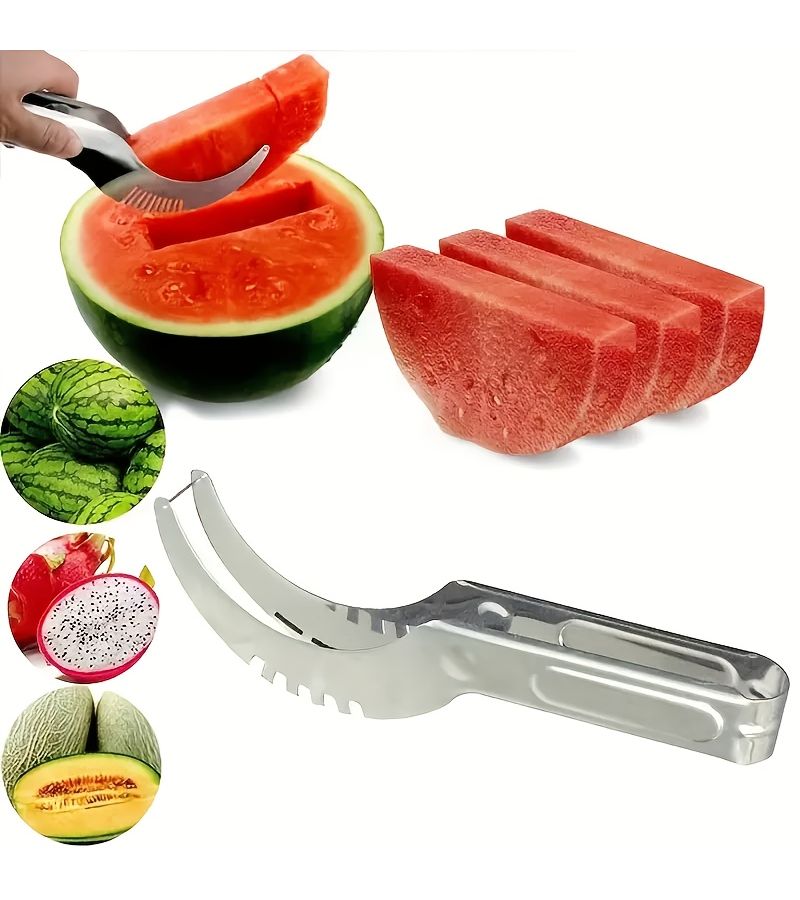 Silvery Fruit Corer Slicer And Cuber For Watermelon Cantaloupe Zero Waste Kitchen Home - Image 3