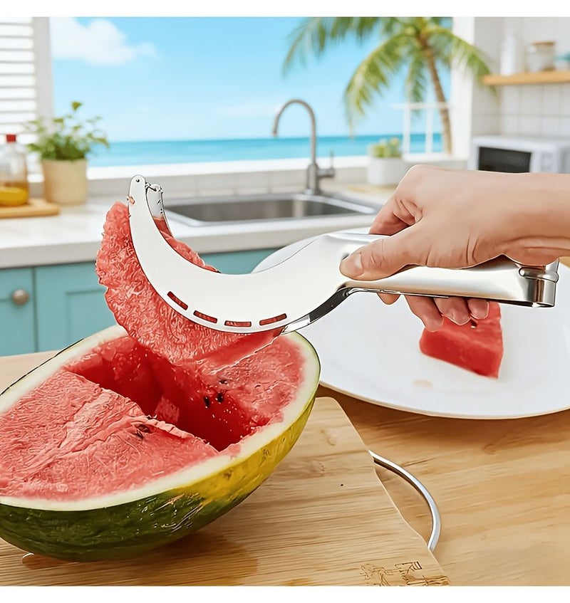 Silvery Fruit Corer Slicer And Cuber For Watermelon Cantaloupe Zero Waste Kitchen Home - Image 1