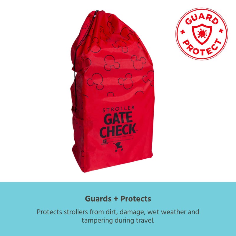 J.L. Childress حقيبة فحص بوابة ديزني للأطفال من J.L. Childress لعربات الأطفال الفردية والمزدوجة - حقيبة سفر للطائرة، تناسب معظم عربات الأطفال القياسية، ملحقات المطار لفحص البوابة - ميكي ماوس، أحمر - Image 3