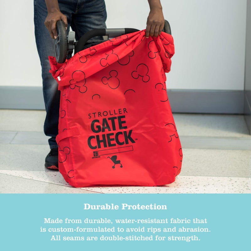J.L. Childress حقيبة فحص بوابة ديزني للأطفال من J.L. Childress لعربات الأطفال الفردية والمزدوجة - حقيبة سفر للطائرة، تناسب معظم عربات الأطفال القياسية، ملحقات المطار لفحص البوابة - ميكي ماوس، أحمر - Image 4