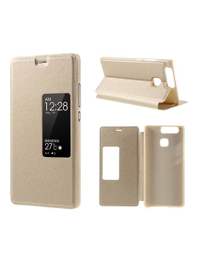 NIBEMINENT Wallet Stand Leather Flip Case Cover For Huawei P9 Plus Gold 