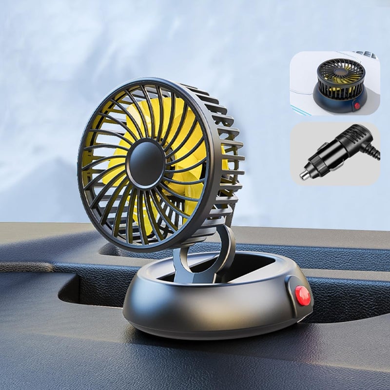 HASTHIP Foldable Car Fan for Car Cigarette Lighter 12/24V Car Fan 3-Speed Car Fan with Switch 360 ° Rotatable Design Quiet Car Cooling Fan Plug and Go, 1.5m Cable, 11x11x13cm - Image 1