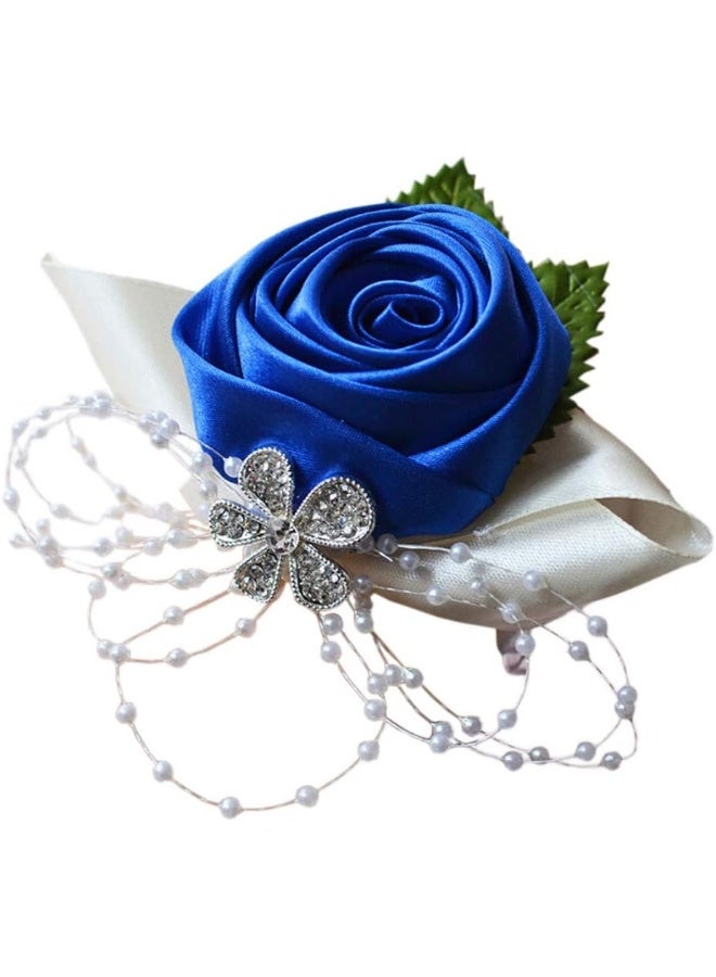 Arlai 1 pcs Wedding Bridesmaid Bride Wrist Corsage Decoration Hand Flower Dark Blue - Image 3