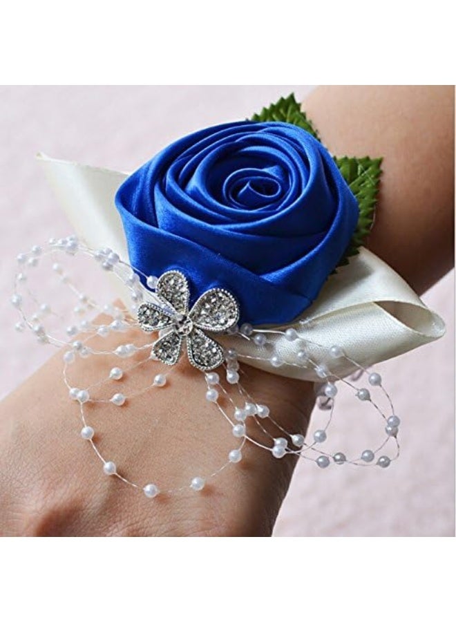 Arlai 1 pcs Wedding Bridesmaid Bride Wrist Corsage Decoration Hand Flower Dark Blue - Image 5