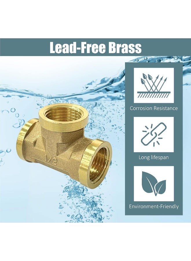 Royal Apex 2Pcs Set Brass Multi Purpose Hose Fittings With Bsp Thread For Plumbing Gas Hot Water Pipe Connector Pneumatic Etc Female Tee 1/2 Inch - Image 3