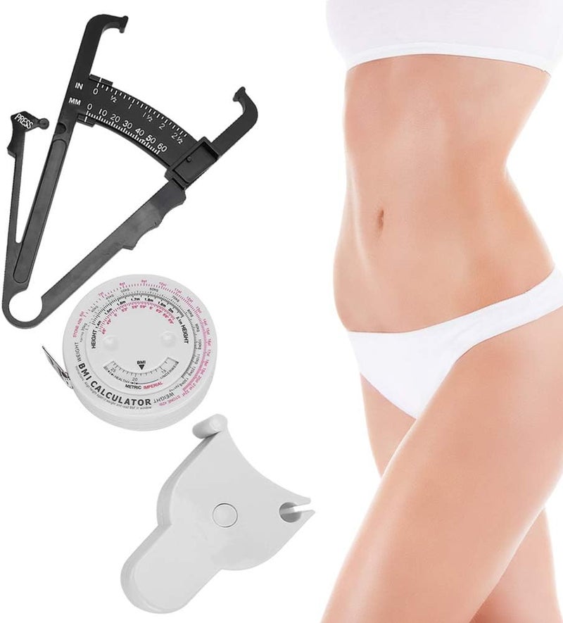 كلاراكو فرجار طيات الجلد + شريط قياس مؤشر كتلة الجسم + شريط قياس الخصر القابل للسحب، أداة قياس دهون الجسم وفقدان الوزن المكونة من 3 قطع - Image 5