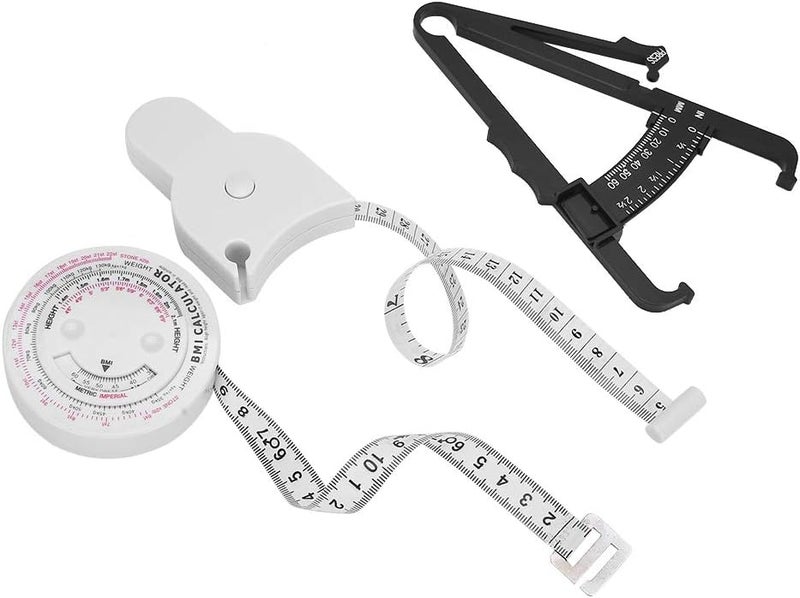 كلاراكو فرجار طيات الجلد + شريط قياس مؤشر كتلة الجسم + شريط قياس الخصر القابل للسحب، أداة قياس دهون الجسم وفقدان الوزن المكونة من 3 قطع - Image 3