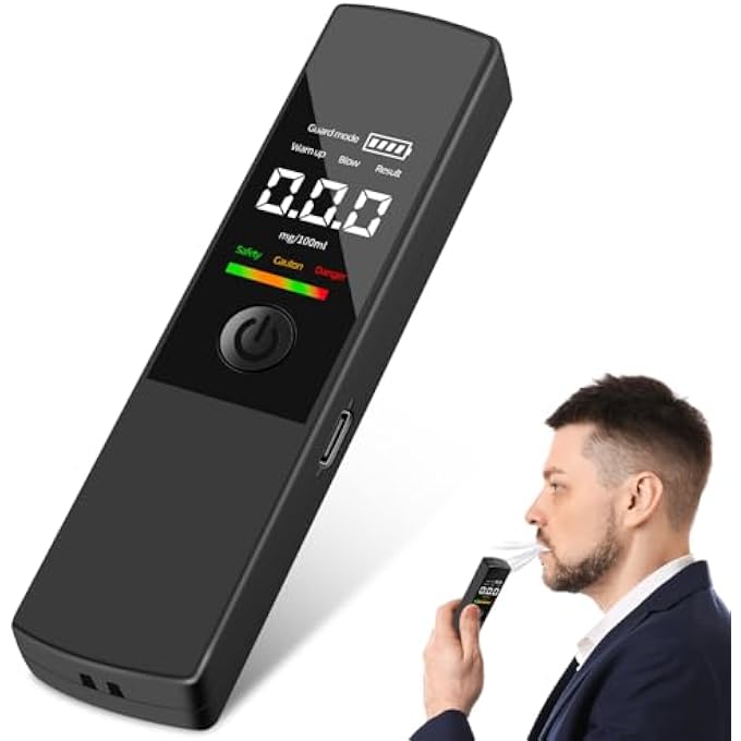 Alcohol Breathalyzer Tester UK Breathalysers: Portable Breathalyser with 11 Mouthpieces - Digital LCD Screen Alcohol Test Kit High Accuracy for Home Personal Professional Use (Black) - Image 1