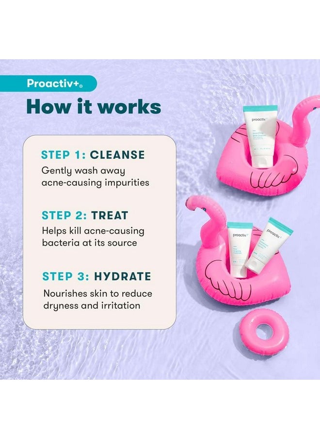 Proactiv - Proactiv+ 3 Step Advanced Skincare Acne Treatment - Salicylic Acid Face Wash, Benzoyl Peroxide Pore Minimizing Treatment, and Salicylic Acid Hydrating Moisturizer - 30 Day Complete Acne Skin Care Kit - Image 1