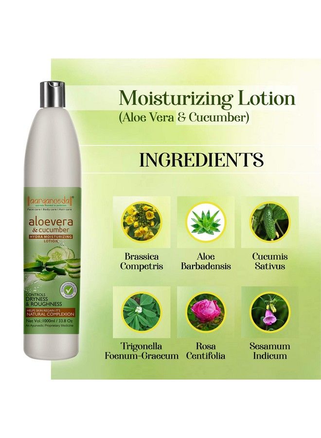 Aryanveda Hydra Moisturizing Body Lotion For Dry Skin With Aloe Vera & Cucumber For Men & Women 1000 Ml - Image 4