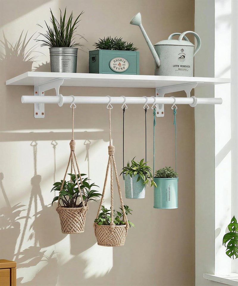 FIRJOY Wall Mounted Clothes Rack, with Top Shelf and Hanging Rod, Heavy Duty (White, 1 PACK 11.8" x 31.4") - Image 5