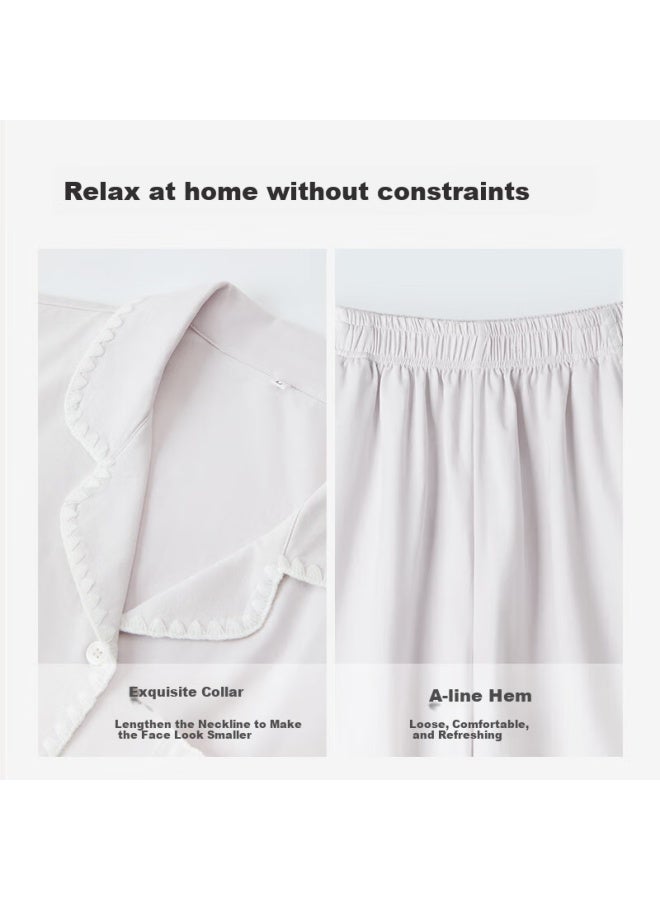 Luckmeey Shell Embroidered Short Sleeve Pajamas Women's New Summer Home Wear Set - Image 2