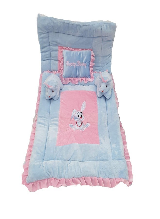 PINKS & BLUES Full Sleeping 5 Piece Baby Bedding Set with 2 Rabbit Shape Side Pillows (0-42MONTHS) (Pink-Sky) - Image 1