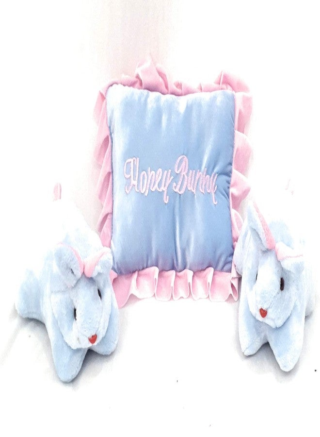 PINKS & BLUES Full Sleeping 5 Piece Baby Bedding Set with 2 Rabbit Shape Side Pillows (0-42MONTHS) (Pink-Sky) - Image 2