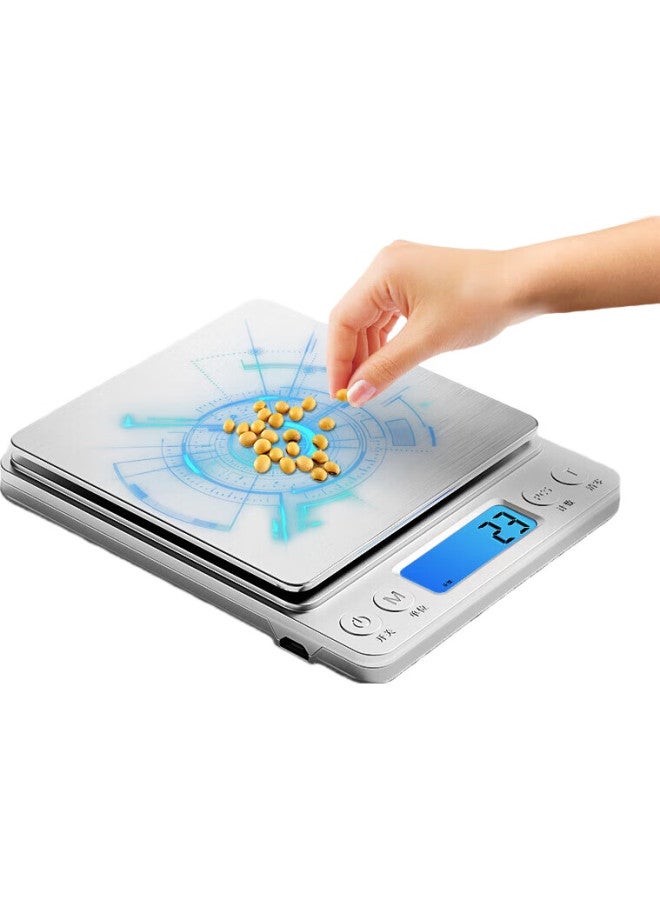 Meilen Electronic Kitchen Scale, Stainless Steel Weighing Surface, Baking Scale, Gram Scale, Mini Food Scale, 3Kg/0.1G Jewelry Scale - Image 1