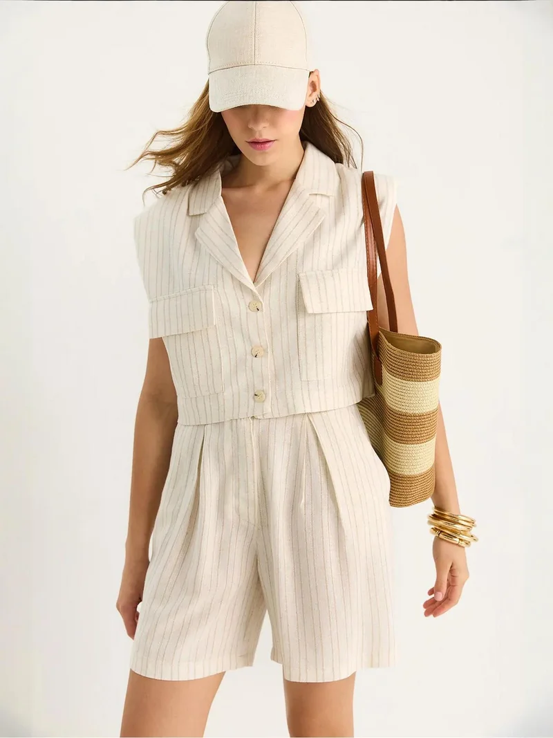 LUCCI High Waist Striped Cotton Two-Piece Co-ord Set