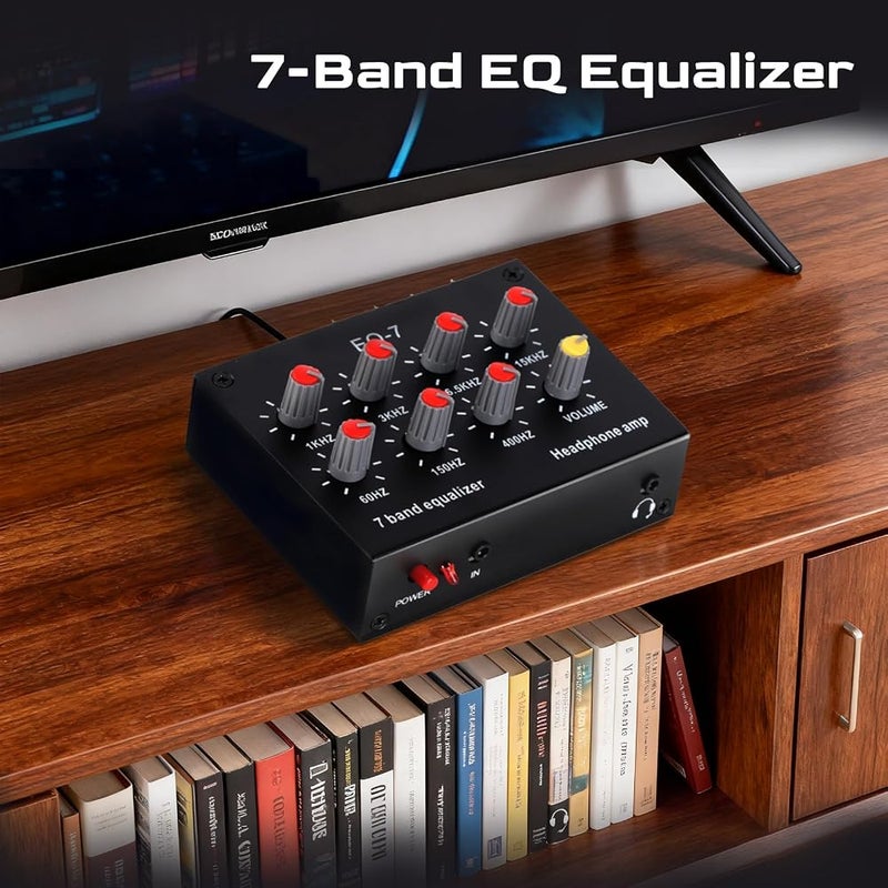 Heayzoki 7 Band Car Audio Equalizer, 7 Band Sound Equalizer, 3.5mm Interface, High Bass Adjustment Dual Channel Sound, Input Output - Image 2