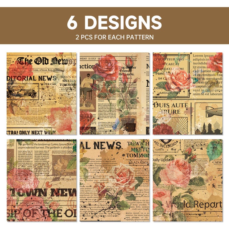 Bolsome 12 Sheets 28 * 20 Inches Reversible Vintage Newspaper Wrapping Paper Double sided Retro Floral Newsprint Gift Wrap Paper for Birthday Wedding Anniversary DIY Craft - Image 3