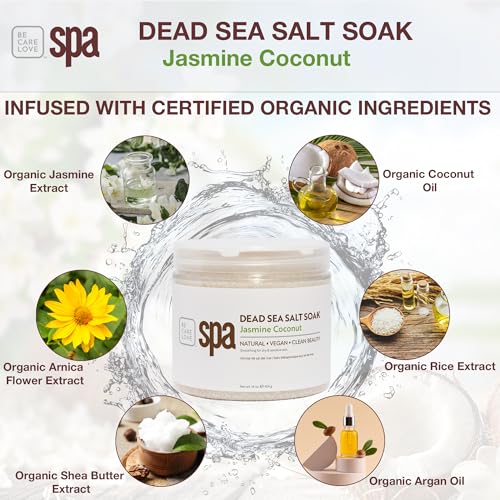 BCL SPA Dead Sea Salt Soak Bath Salt with Organic Jasmine Coconut Shae Butter Arnica Aloe Vera Juice Chamomile Argan Oil Jojoba Oil Skin Exfoliator HomeProfessional Use 16 fl oz - Image 5