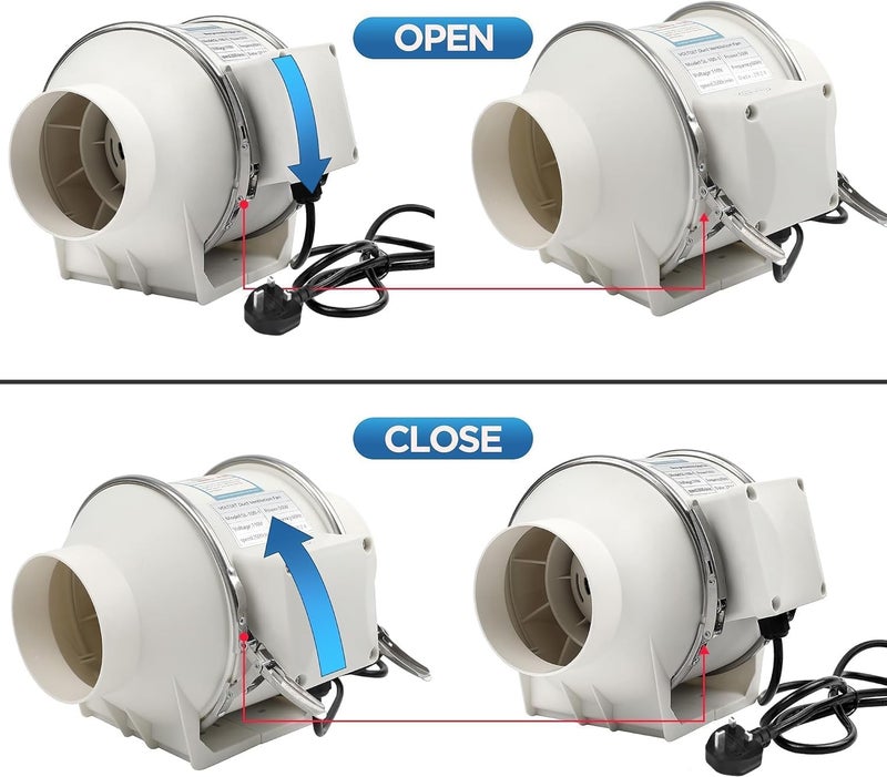 Newentor 4 Inch Duct Fan, Inline Ventilation Exhaust Fan, 182 CFM Duct Intake High Efficiency Air Fan for Vent Bathroom, Kitchen, Grow Tent, Hydroponics, 3D Printer - Image 5