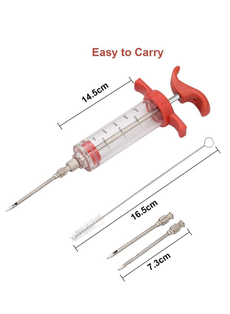 حقنة اللحوم ، حقنة BBQ البلاستيكية 1 أوقية مع 2 إبرة من الفولاذ المقاوم للصدأ ، 3 حلقات O إضافية ، فرشاة واحدة ، ختم سيليكون خالي من BPA ، مقبض حقن واحد للطبخ والشواء - Image 2
