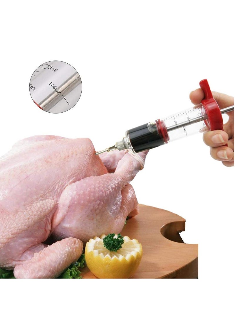 حقنة اللحوم ، حقنة BBQ البلاستيكية 1 أوقية مع 2 إبرة من الفولاذ المقاوم للصدأ ، 3 حلقات O إضافية ، فرشاة واحدة ، ختم سيليكون خالي من BPA ، مقبض حقن واحد للطبخ والشواء - Image 3