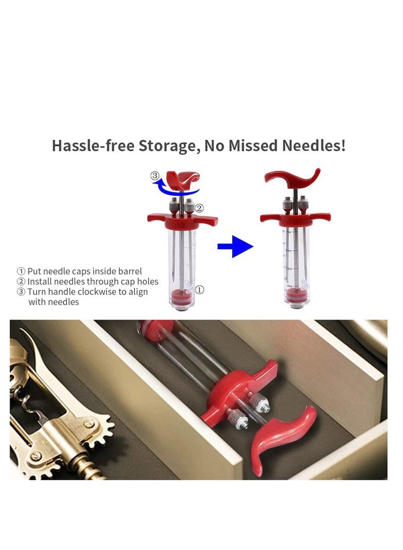 حقنة اللحوم ، حقنة BBQ البلاستيكية 1 أوقية مع 2 إبرة من الفولاذ المقاوم للصدأ ، 3 حلقات O إضافية ، فرشاة واحدة ، ختم سيليكون خالي من BPA ، مقبض حقن واحد للطبخ والشواء - Image 4