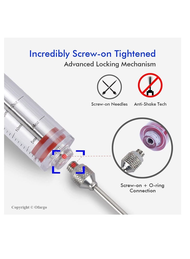 حقنة اللحوم ، حقنة BBQ البلاستيكية 1 أوقية مع 2 إبرة من الفولاذ المقاوم للصدأ ، 3 حلقات O إضافية ، فرشاة واحدة ، ختم سيليكون خالي من BPA ، مقبض حقن واحد للطبخ والشواء - Image 5