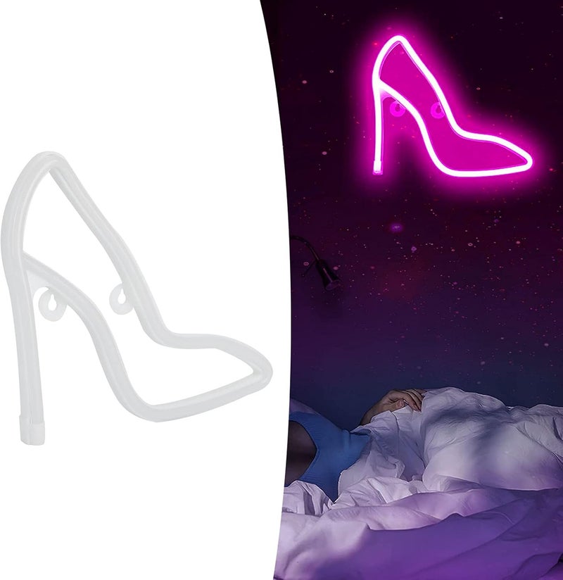ويوبلز لافتات نيون على شكل أحذية بكعب عالٍ، لافتة نيون LED كبيرة، أضواء ليلية جدارية لحفلات المهرجانات، حفلات الكاريوكي، الحانات، ديكور المنزل وغرفة النوم (وردي) - Image 4