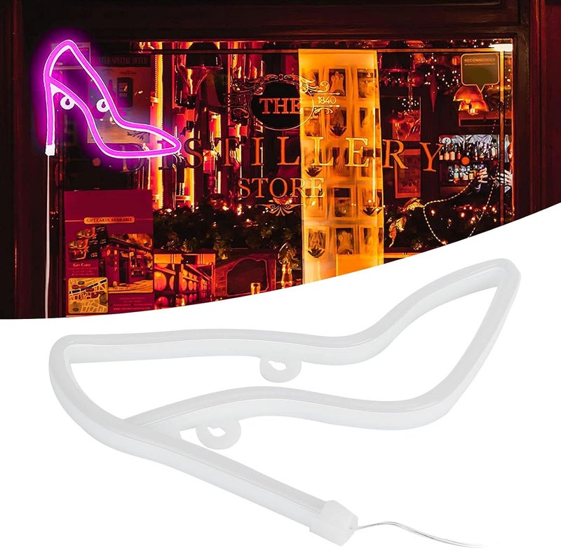 ويوبلز لافتات نيون على شكل أحذية بكعب عالٍ، لافتة نيون LED كبيرة، أضواء ليلية جدارية لحفلات المهرجانات، حفلات الكاريوكي، الحانات، ديكور المنزل وغرفة النوم (وردي) - Image 3