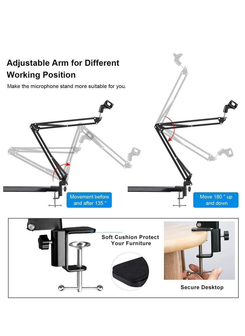 XiuWoo - For Blue Yeti X Boom Arm, Heavy Duty Adjustable Blue Yeti Nano Microphone Stand with 3/8"to 5/8" Screw Adapter, Compatible with blue series Microphone(without Microphone) - Image 1