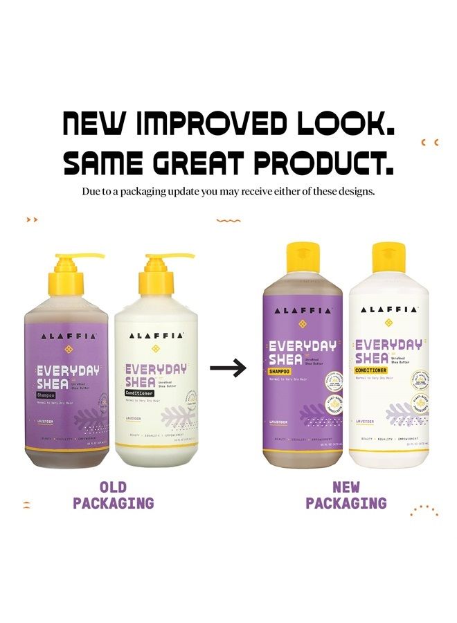 Alaffia EveryDay Shea Shampoo and Conditioner - Normal to Very Dry Hair, Cleans and Protects, Supports Balance pH for Luxurious Locks with Shea Butter and Coconut Oil, Lavender, 16 Fl Oz Each - Image 2